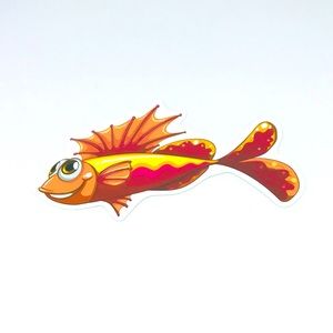 Spikey Fish Tropical Ocean Water Fish Cartoon Style Single Decor Sticker